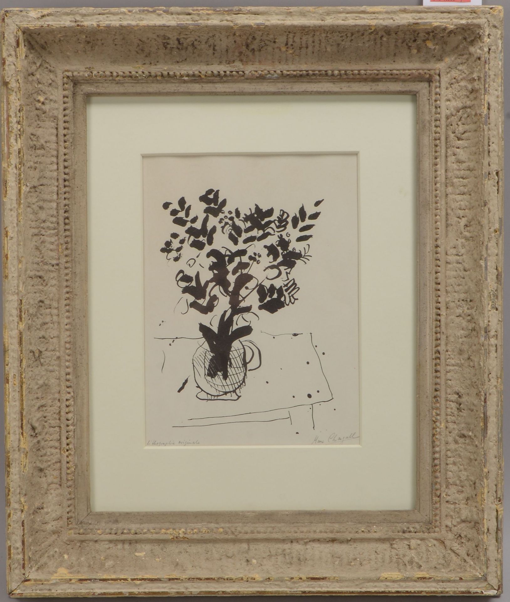 Chagall, Marc, &#039;Tischblumenstrau&szlig; in Vase&#039;, Offsetdruck, unter PP hinter Glas