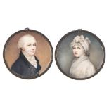Zwei Portraitminiaturen eines Ehepaars