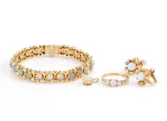 Schmuckset mit Opal- und Brillantbesatz