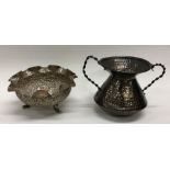 An Eastern silver bonbon dish together with a two