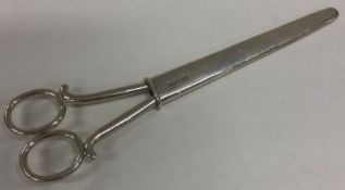 OF FARMING INTEREST: An unusual pair of silver handled sheep shearing scissors in silver case.