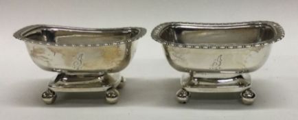 A pair of Georgian silver salts of rectangular for