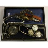 A collection of silver and other wristwatches. Est