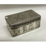 A chased Continental Victorian silver hinged snuff box. Approx. 92 grams. Est. £250 - £300.