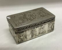 A chased Continental Victorian silver hinged snuff box. Approx. 92 grams. Est. £250 - £300.