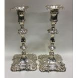 A heavy 18th Century cast pair of silver candlesticks. London 1761. Approx. 1480 grams. Est. £1500 -