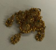 A Georgian high carat gold drop pendant mounted wi