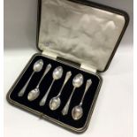 A cased set of six silver coffee spoons. Sheffield