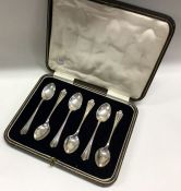 A cased set of six silver coffee spoons. Sheffield