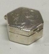 A small silver pill box. Approx. 8 grams. Est. £10