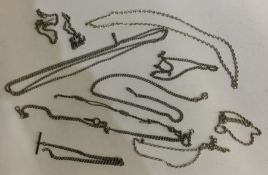A good collection of silver curb link watch chains