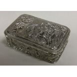 CHESTER: A finely chased silver snuff box embossed with a horse riding scene. 1904. By George Nathan