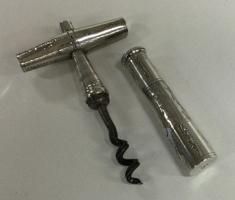A rare 18th Century bright cut silver travelling corkscrew. Circa 1790. By John Touliet. Approx. - Image 2 of 4