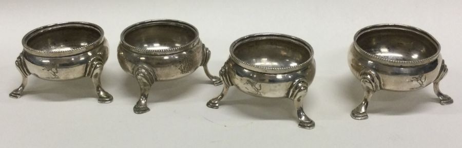 A novelty set of four Victorian silver salts. London 1847. By Arthur Sibley. Approx. 120 grams. Est.