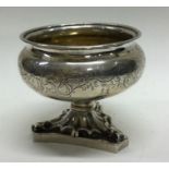 A Victorian engraved silver salt. London 1841. By Joseph Angel. Approx. 96 grams. Est. £80 - £120.