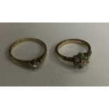 Two diamond set rings in 9 carat. Approx. 3.8 gram