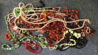 A quantity of pearl and other bead necklaces. Est.