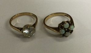 Two gold gem set rings. Approx. 5 grams. Est. £40