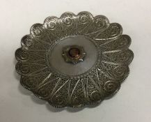 OF MILITARY INTEREST: A heavy silver filigree dish. Approx.133 grams. Est. £100 - £150.