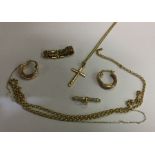 A collection of 9 carat necklaces, ear pendants et