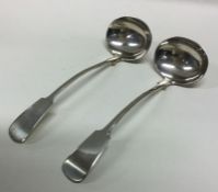 ABERDEEN: A pair of early 19th Century silver toddy ladles. Marked ‘JW’ for William Jamieson.