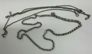 A silver mounted tapering guard chain together wit