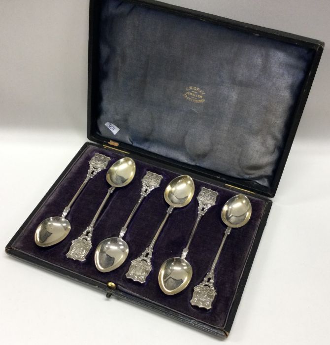 A cased set of six heavy silver souvenir spoons. B - Image 2 of 2