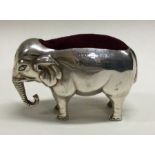 A large silver pin cushion in the form of an elephant. Birmingham 1905. By Aaron Lufkin Dennison.