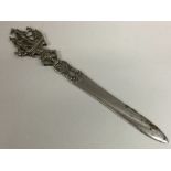 A fine Dutch silver letter opener pierced with ships, bearing import marks. Approx. 41 grams.