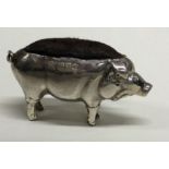 CHESTER: A silver pin cushion in the form of a pig. 1910. By Boots Pure Drug Company. Approx. 22