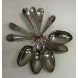 A set of six 18th Century silver spoons. Maker’s mark and lion only. Approx. 66 grams. Est. £60 - £