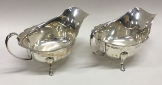 A pair of heavy silver sauce boats. Sheffield. By