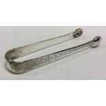 A Georgian bright cut silver crested pair of ice tongs. London 1817. By William Eley & William