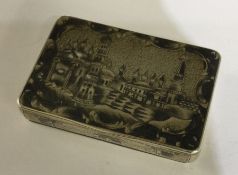 A Russian silver and Niello box with embossed decoration. Dated 1826 to interior. Approx. 84