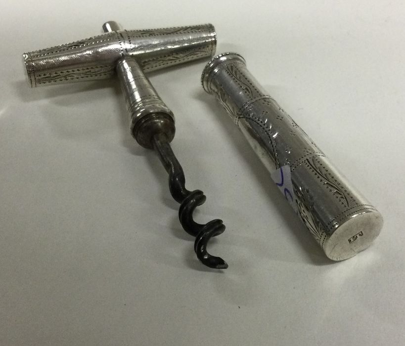 A rare 18th Century bright cut silver travelling corkscrew. Circa 1790. By John Touliet. Approx. - Image 3 of 4