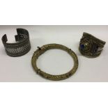 Three various silver bangles. Approx. 162