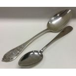 A heavy 800 Standard silver spoon together with on