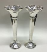 A pair of tapering silver spill vases. Sheffield.