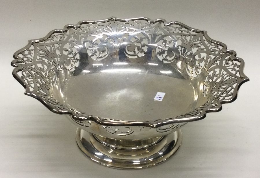 An attractive pierced silver fruit bowl with shape