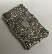 A fine quality novelty Victorian silver card case embossed with flowers and leaves. Birmingham 1841.