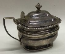 A George III silver mounted glass mustard pot. London 1798. By Rebecca Emes and Edward Barnard. Est.