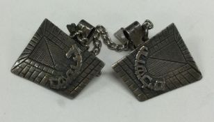 JUDAICA: Silver bible clips. Marked Sterling. Approx. 18 grams. Est. £30 - £50.