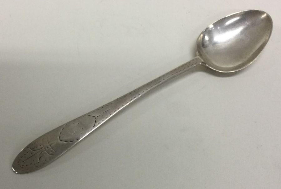 LIMERICK: An 18th Century silver spoon. Maker’s mark only. By Patrick Connell. Approx. 22 grams.