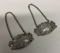 EDINBURGH: A pair of George III Scottish silver sauce labels for ‘Ginger’ and ‘Currant.’ By James