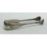 A pair of heavy French silver claw ice tongs. Approx. 81 grams. Est. £80 - £120.