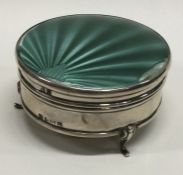 A fine silver and enamelled jewellery box. Birmingham 1934. By Arthur Cook. Approx. 104 grams.