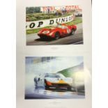 Two unframed 1997 Carol Fairchild motor racing pos