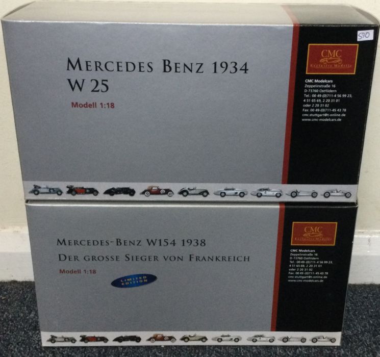 CMC: Two various boxed 1:18 scale Mercedes Benz model ra