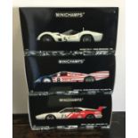 MINICHAMPS: Three various boxed model racing cars,