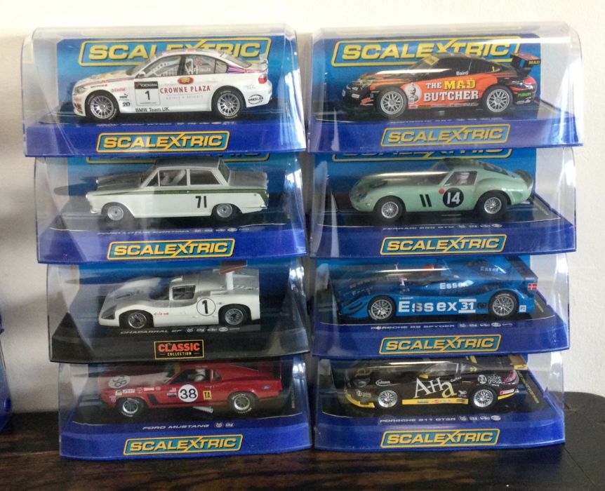 SCALEXTRIC: Eight various boxed model racing cars.